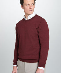 Burgundy Merino Wool Crew Neck Sweater