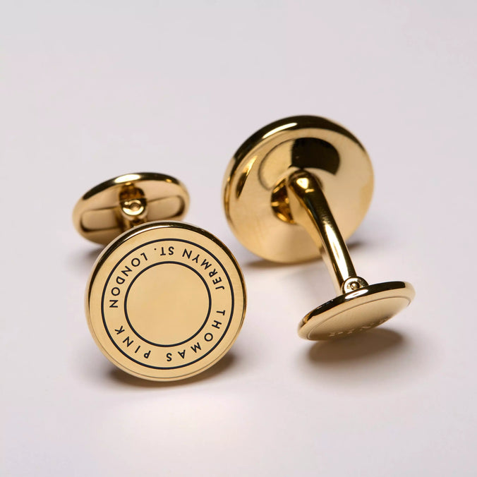 Navy Blue Enamel Jermyn St Cufflinks Gold Finish