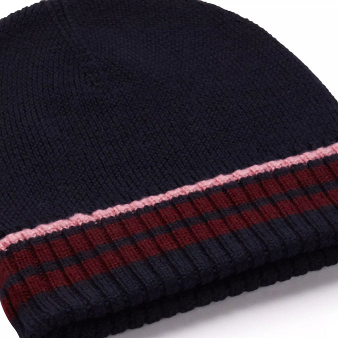 Navy Blue Knitted Merino Wool Hat & Scarf Set