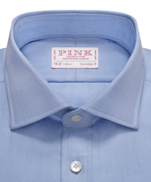 Pale Blue Tailored Fit Twill Herringbone Formal Shirt