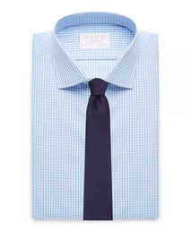 Pale Blue & White Tailored Fit Core Poplin Gingham Formal Shirt