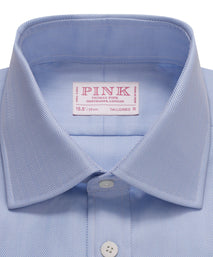 Pale Blue Tailored Fit Double Cuff Twill Herringbone Formal Shirt