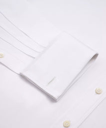 White Slim Fit Double Cuff Poplin Formal Shirt
