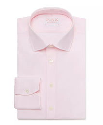 Pink Slim Fit Stretch Plain Poplin Formal Shirt