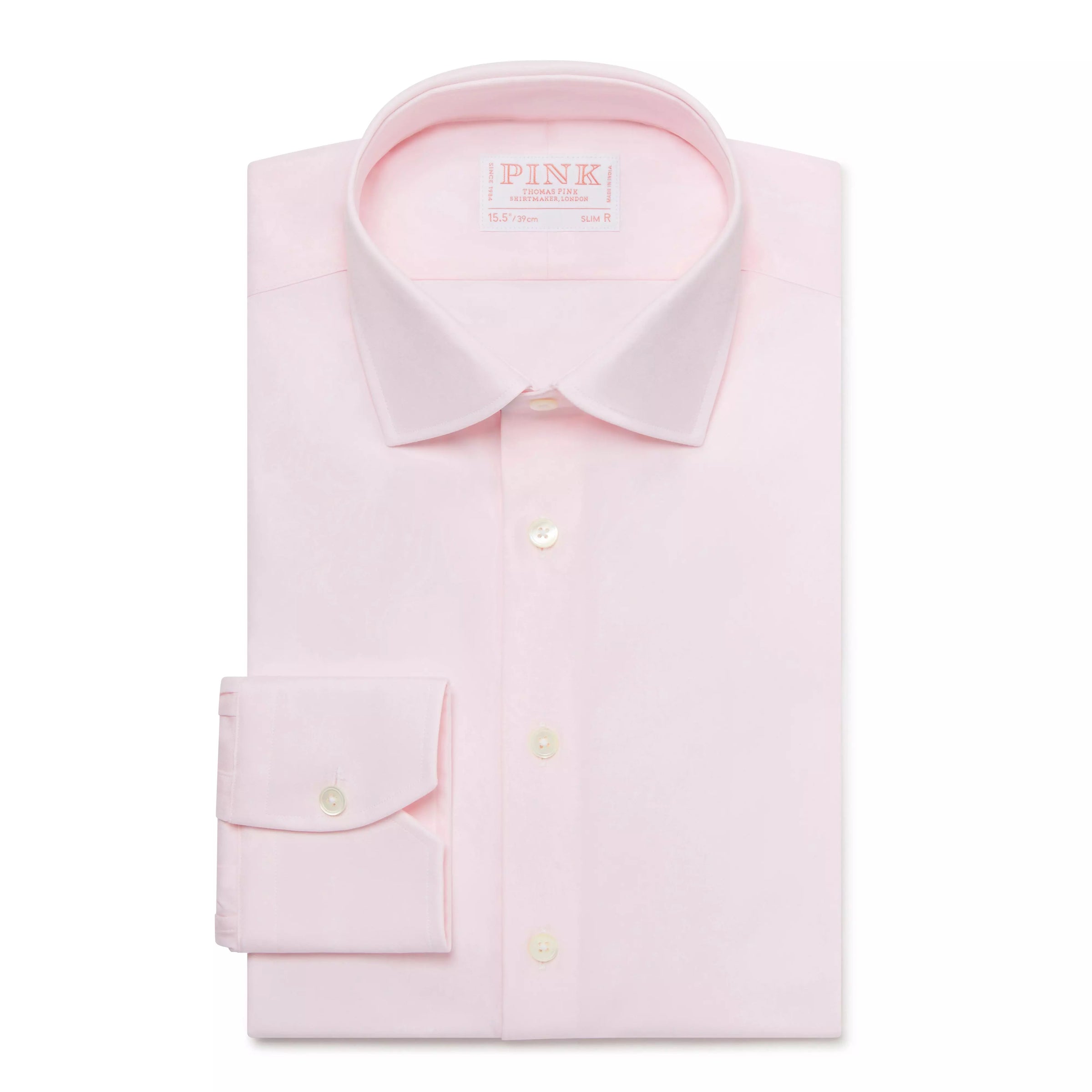Pink Slim Fit Stretch Plain Poplin Formal Shirt