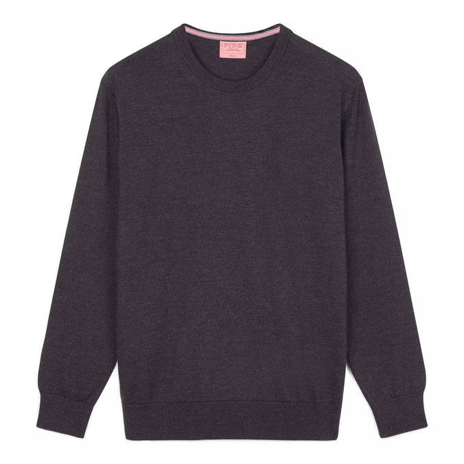 Grey Merino Wool Crew Neck Sweater