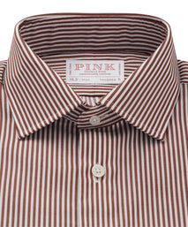Brown & White Tailored Fit Capri Stripe Shirt Formal Shirt