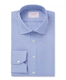 Blue & Navy Tailored Fit Journey Regent Stripe Formal Shirt