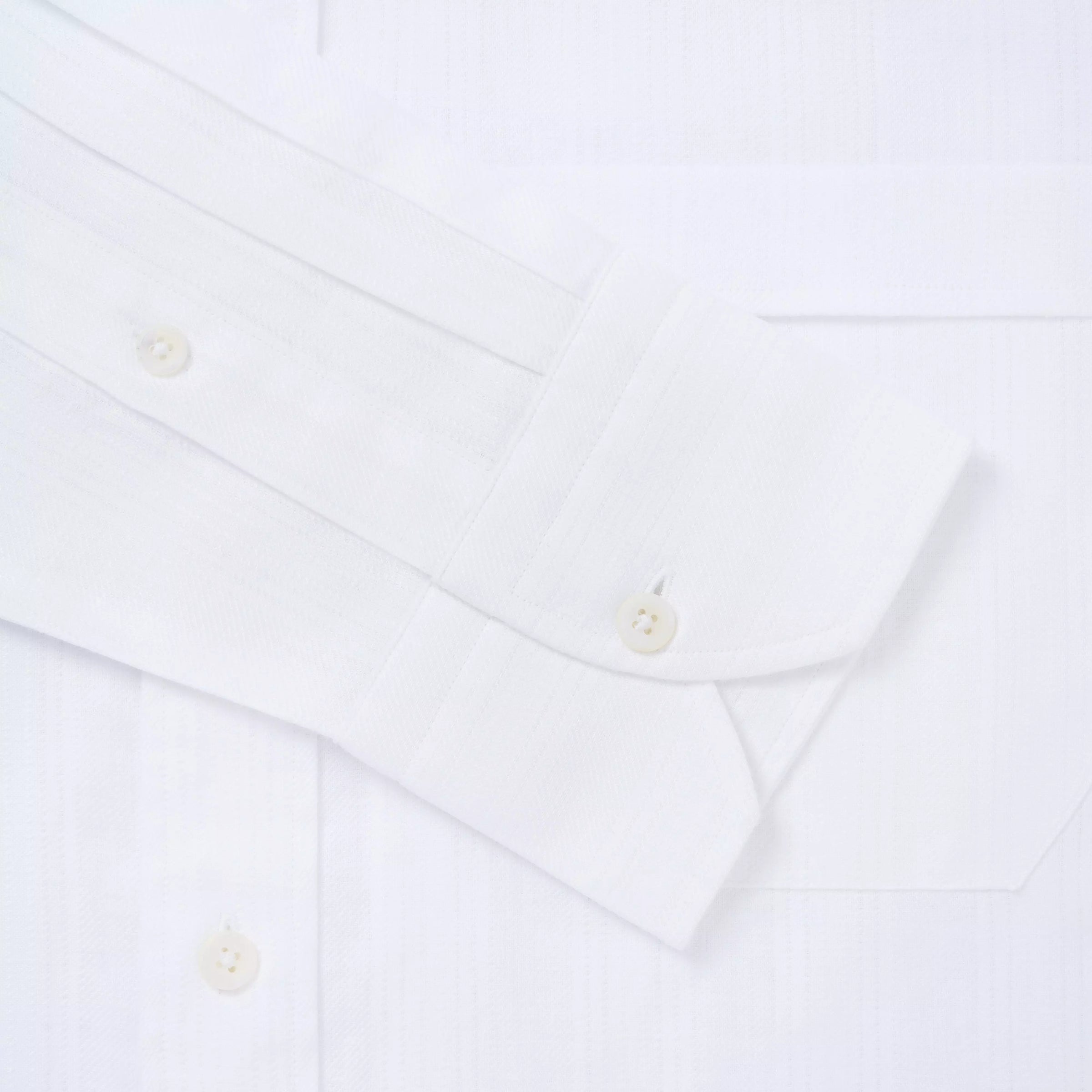 White Classic Fit Smart Casual Button Down Collar Linen Tonal Stripe Shirt