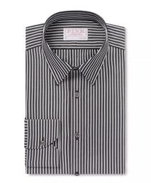 Black & White Tailored Fit Smart Casual Striped Poplin Shirt